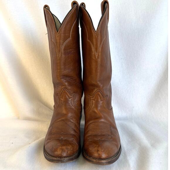 Vintage Tony Lama Cowboy Boots Men\'s 9C Brown Leather Western Style 5084 main image 6